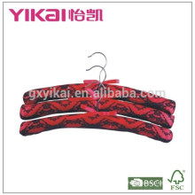 Set of 3pcs red and black satin padded hanger with lace decorated